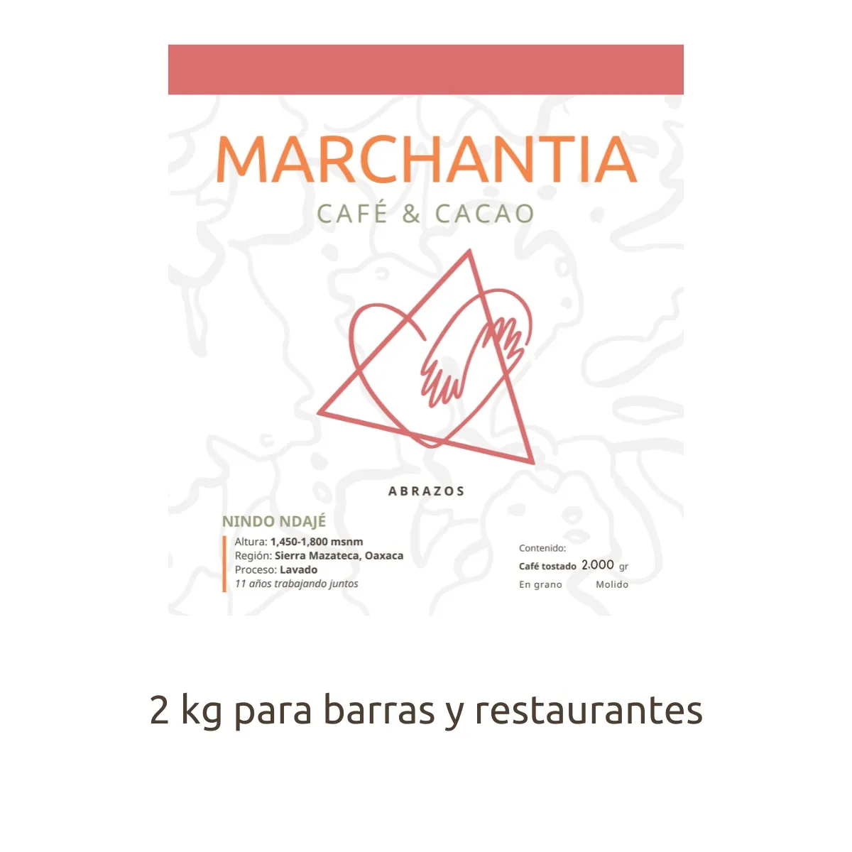 Café tostado ABRAZOS/Nindo Ndajé - Bolsa de 2 kg