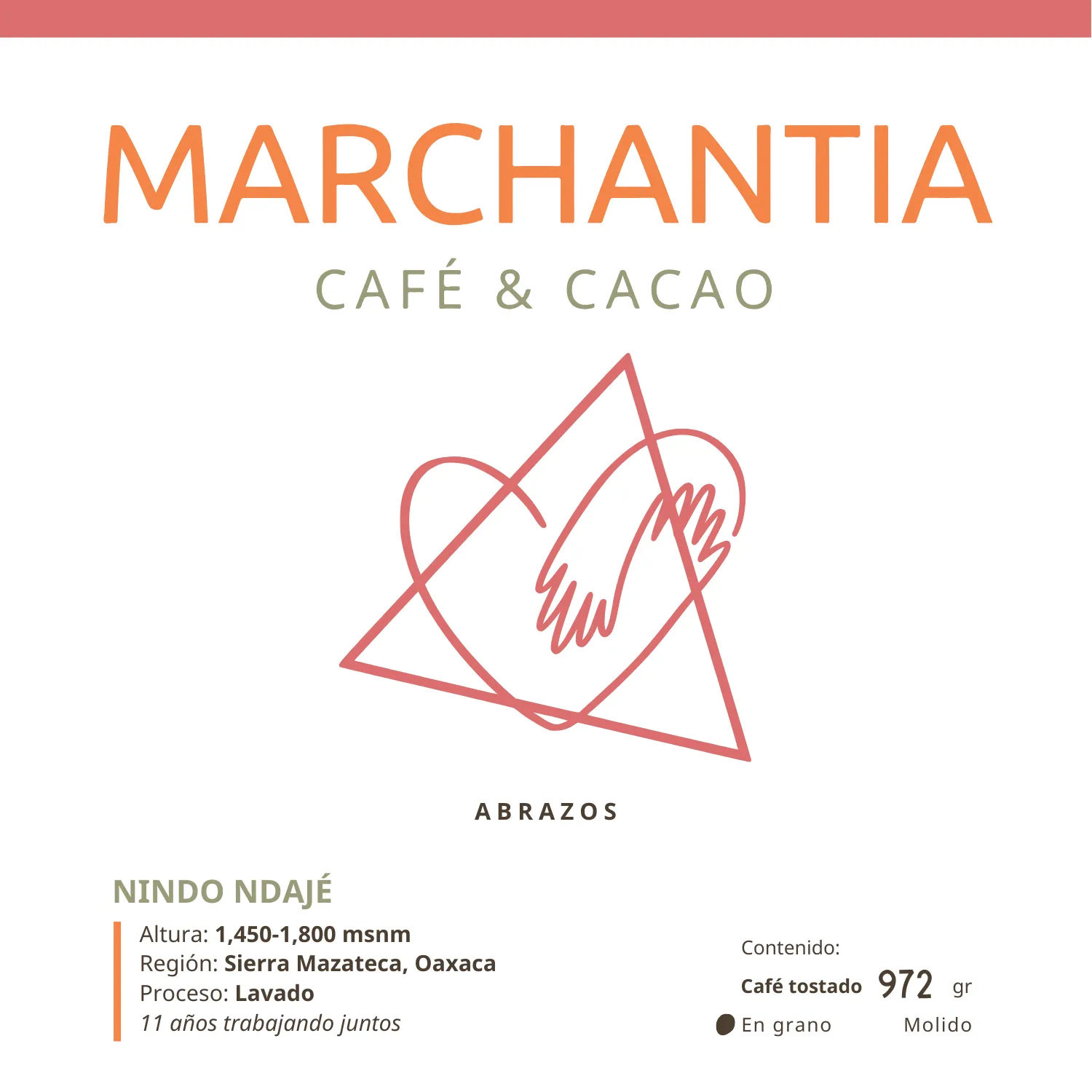 Café tostado ABRAZOS/Nindo Ndajé - Bolsa de 972 g