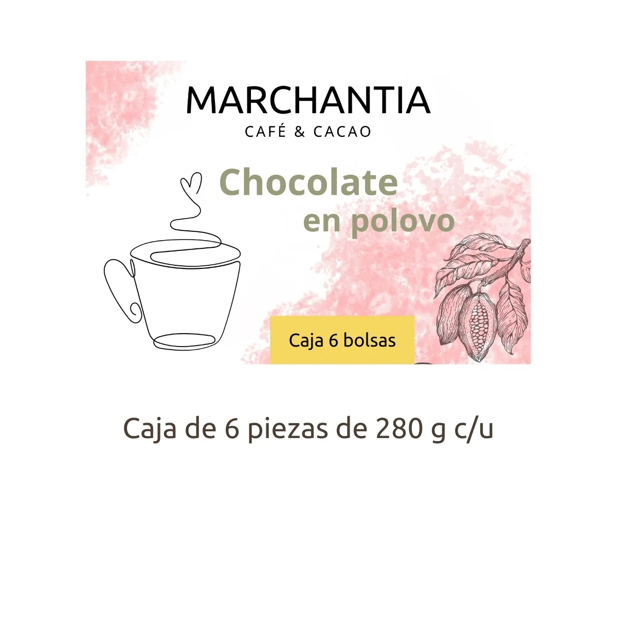 Chocolate para bebidas/ 60% cacao - Caja de 6 piezas de 280 g c/u